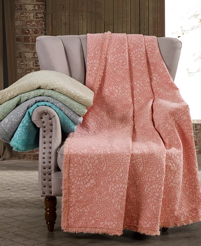 American Heritage Textiles Oversized Paisley Cotton Throw - Intensery