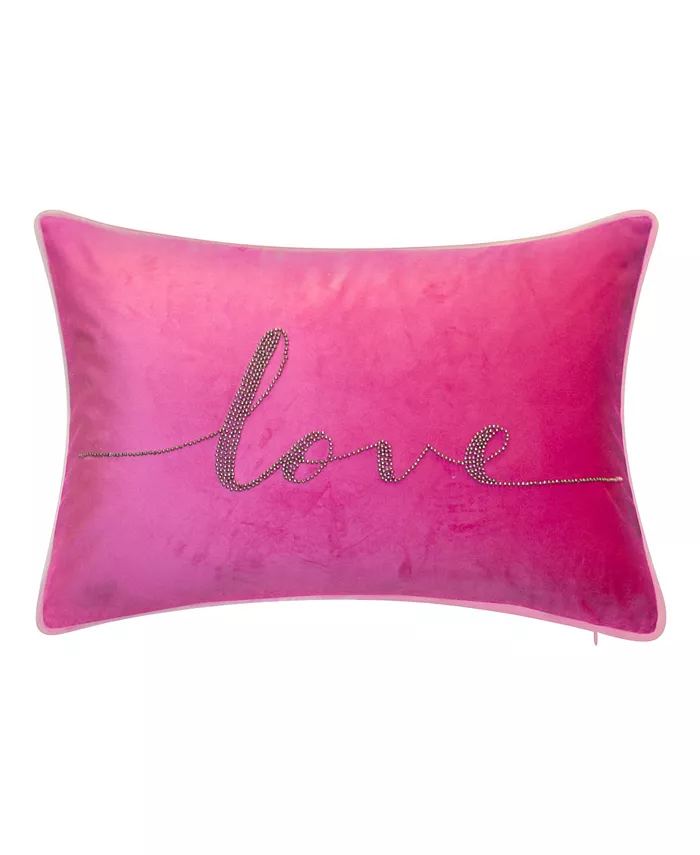 Ediebrations Beaded Love Lumbar Decorative Pillow， 12x18 - Intensery