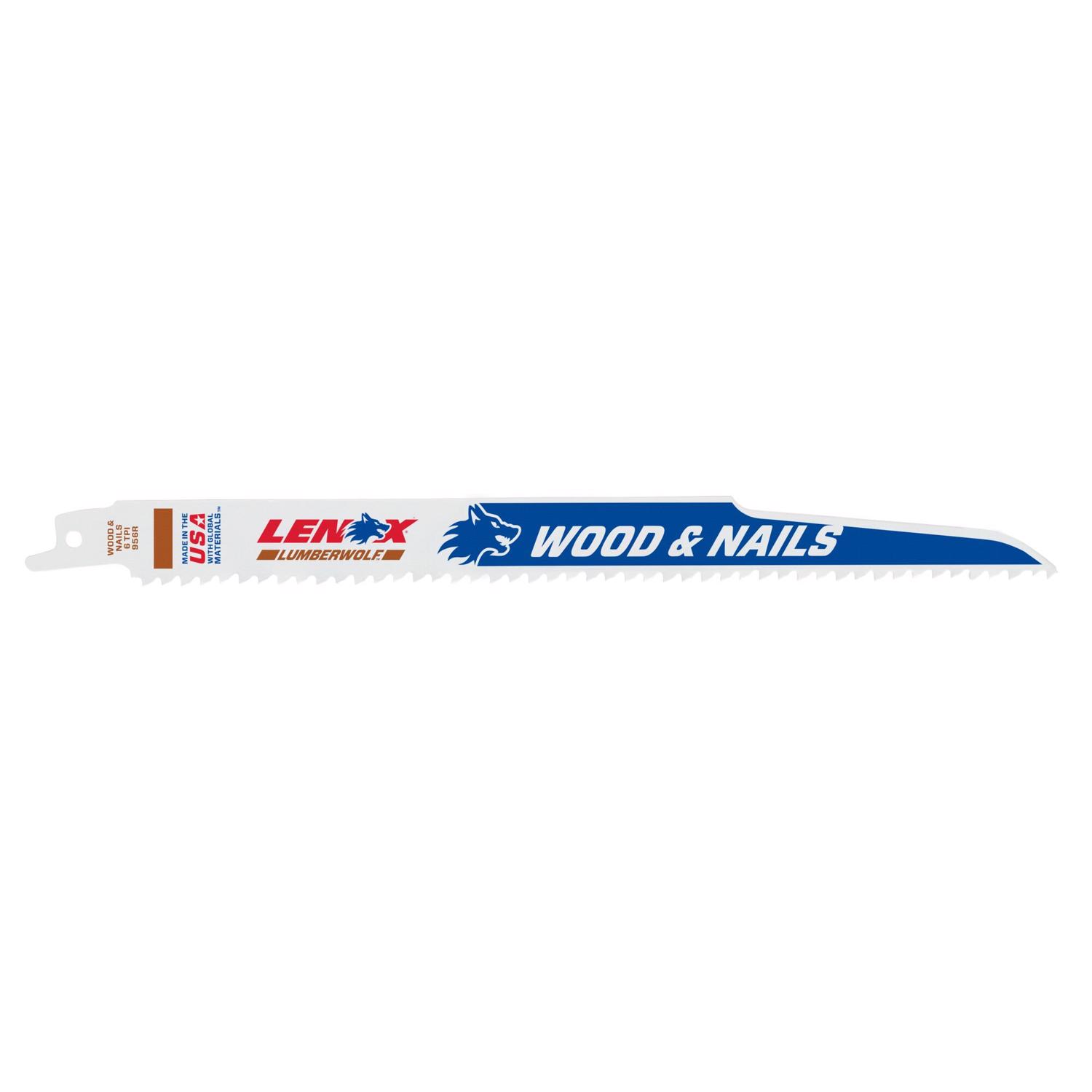 LENOX LUMBERWOLF 9 in. Bi-Metal Reciprocating Saw Blade 6 TPI 1 pk - Intensery