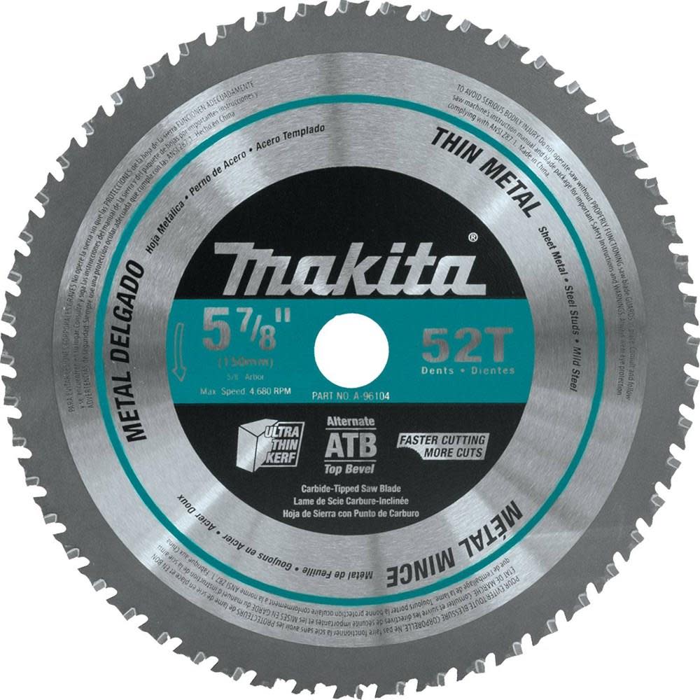 Makita 5-7/8 in. 52T Carbide-Tipped Thin Metal Saw Blade A-96104 from Makita - Intensery