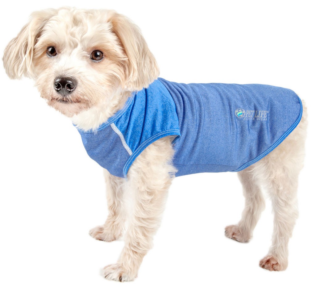 Pet Life Active 'Aero-Pawlse' Heathered Quick-Dry And 4-Way Stretch-Performance Dog Tank Top T-Shirt in Seafoam Blue (X-Large) - Pet Life TSHL1BLXL - Intensery