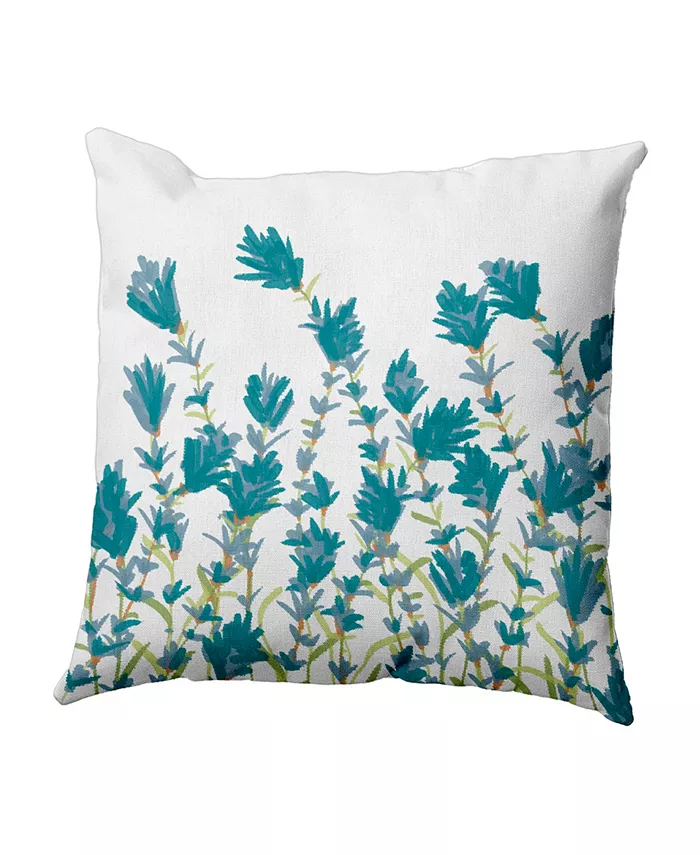 E by Design Lavender 16 Inch Blue Decorative Floral Throw Pillow - Intensery