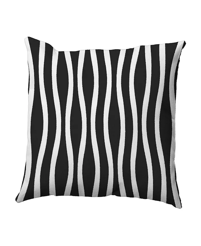 E by Design 16 Inch Black Decorative Striped Throw Pillow - Intensery