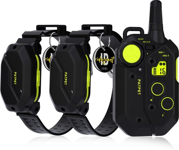 PATPET NFC Pet ID Tag and P910 3000-ft Outdoor Remote Dog Training Shock eCollar， Black， 2 count - Intensery