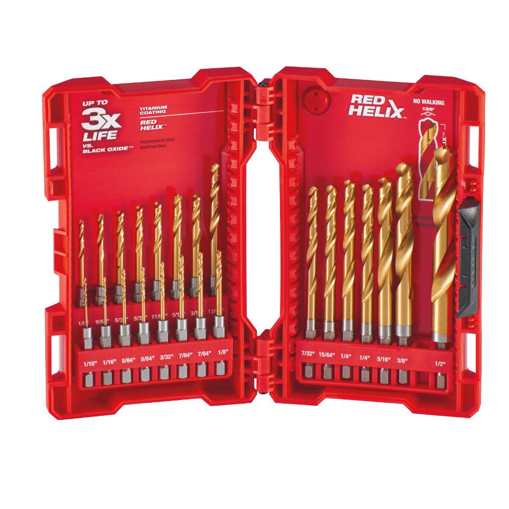 SHOCKWAVE™ RED HELIX™ Titanium Drill Bit Set23 PC - Intensery