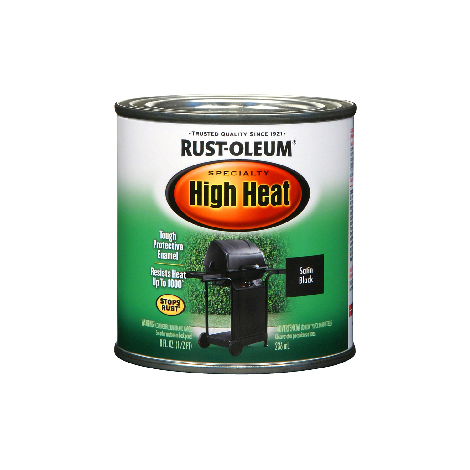 Rust-Oleum Specialty Satin BBQ Black Oil-Based High Heat Enamel 0.5 pt - Intensery