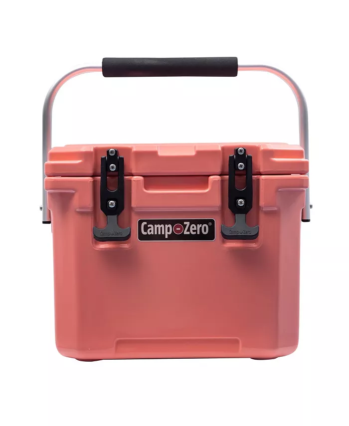 CAMP-ZERO 10 | 10.6 Qt. Premium Cooler with 2 Molded-in Cup Holders Folding Aluminum Handle | Pink - Intensery