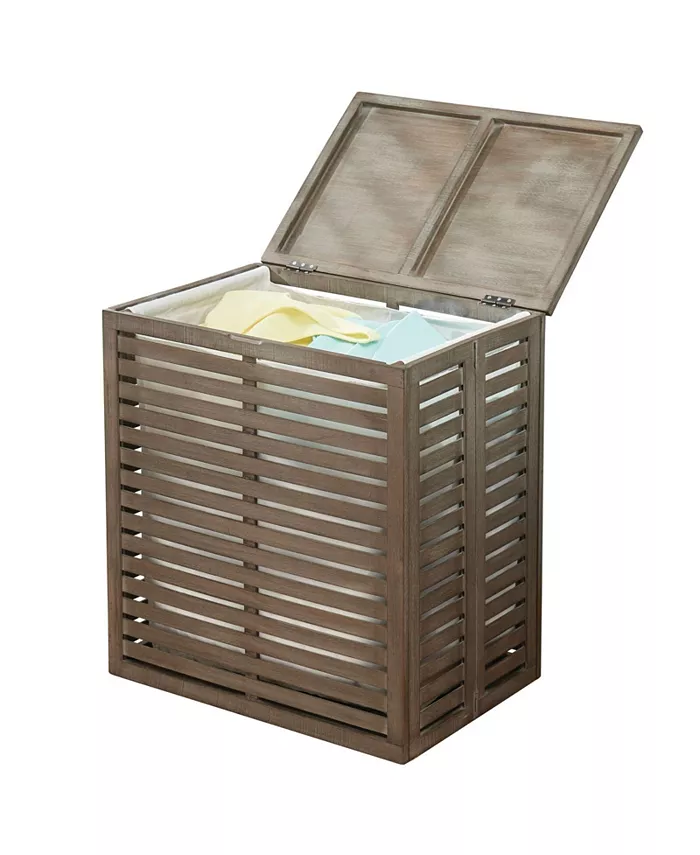 mDesign Bamboo Single Hamper Basket with Removable Liner - Intensery