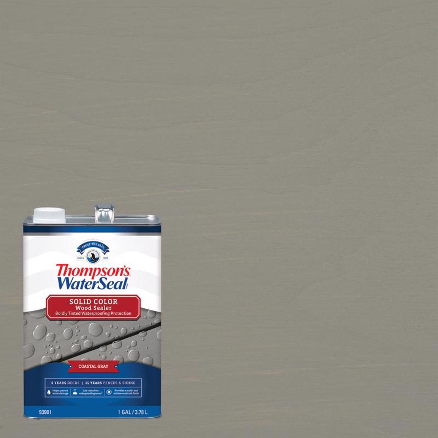 Thompson\u0027s WaterSeal Wood Sealer Solid Coastal Gray Waterproofing Wood Stain and Sealer 1 gal - Intensery