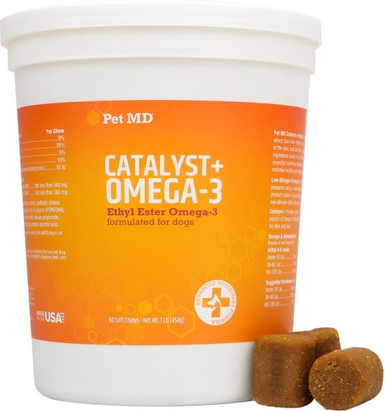 Pet MD Catalyst + Ethyl Ester Omega-3 Chews Dog Supplement， 60 Count - Intensery