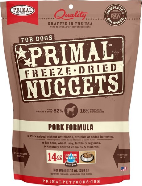 Primal Pork Formula Nuggets Grain-Free Raw Freeze-Dried Dog Food - Intensery