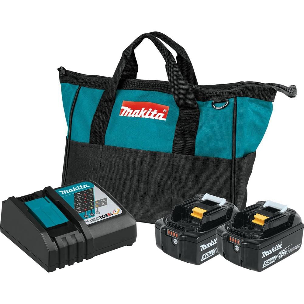 Makita 18V LXT Lithium-Ion Battery and Rapid Optimum Charger Starter Pack (5.0Ah) BL1850BDC2 - Intensery