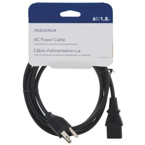 Insignia NS-PW06501C 1.83m (6 ft.) AC Power Cable Black - Intensery