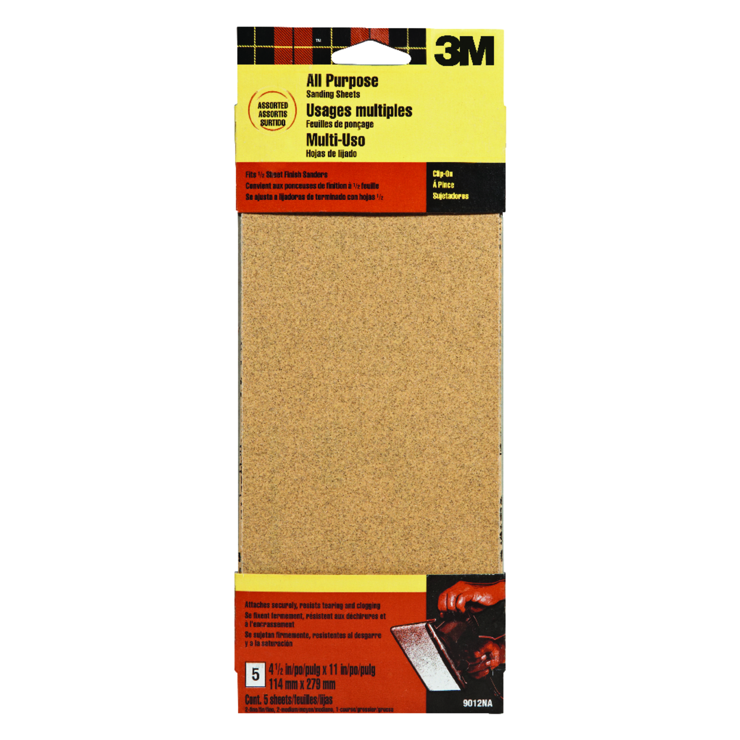 3M 11 in. L X 4-1/2 in. W Assorted Grit Aluminum Oxide Sandpaper 5 pk - Intensery
