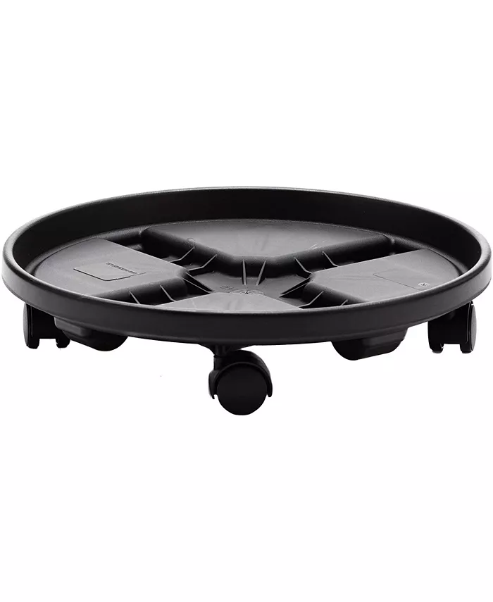 Bloem Plant Caddie With Saucer Tray and Wheels， Round， Black 16 Inches - Intensery