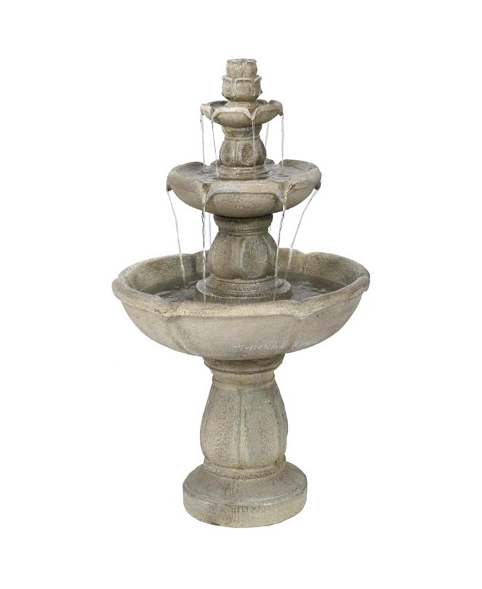 Sunnydaze Decor Birds' Delight Fiberglass Outdoor 3-Tier Water Fountain - Intensery