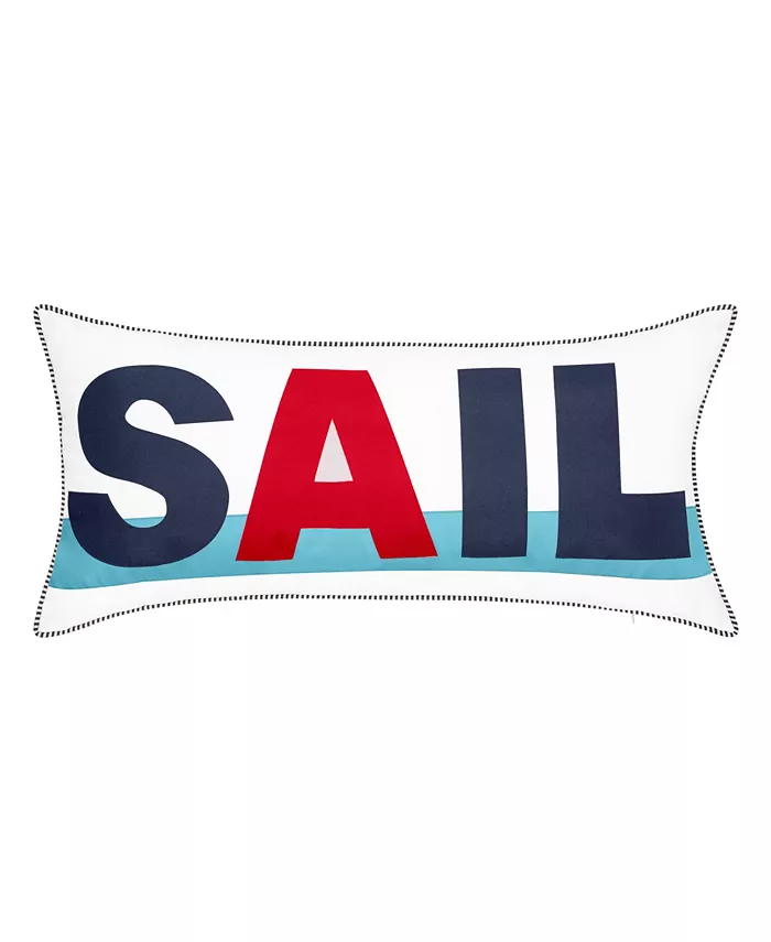Edie Sail Reversible Nautical Lumbar Decorative Pillow， 15 x 30 - Intensery