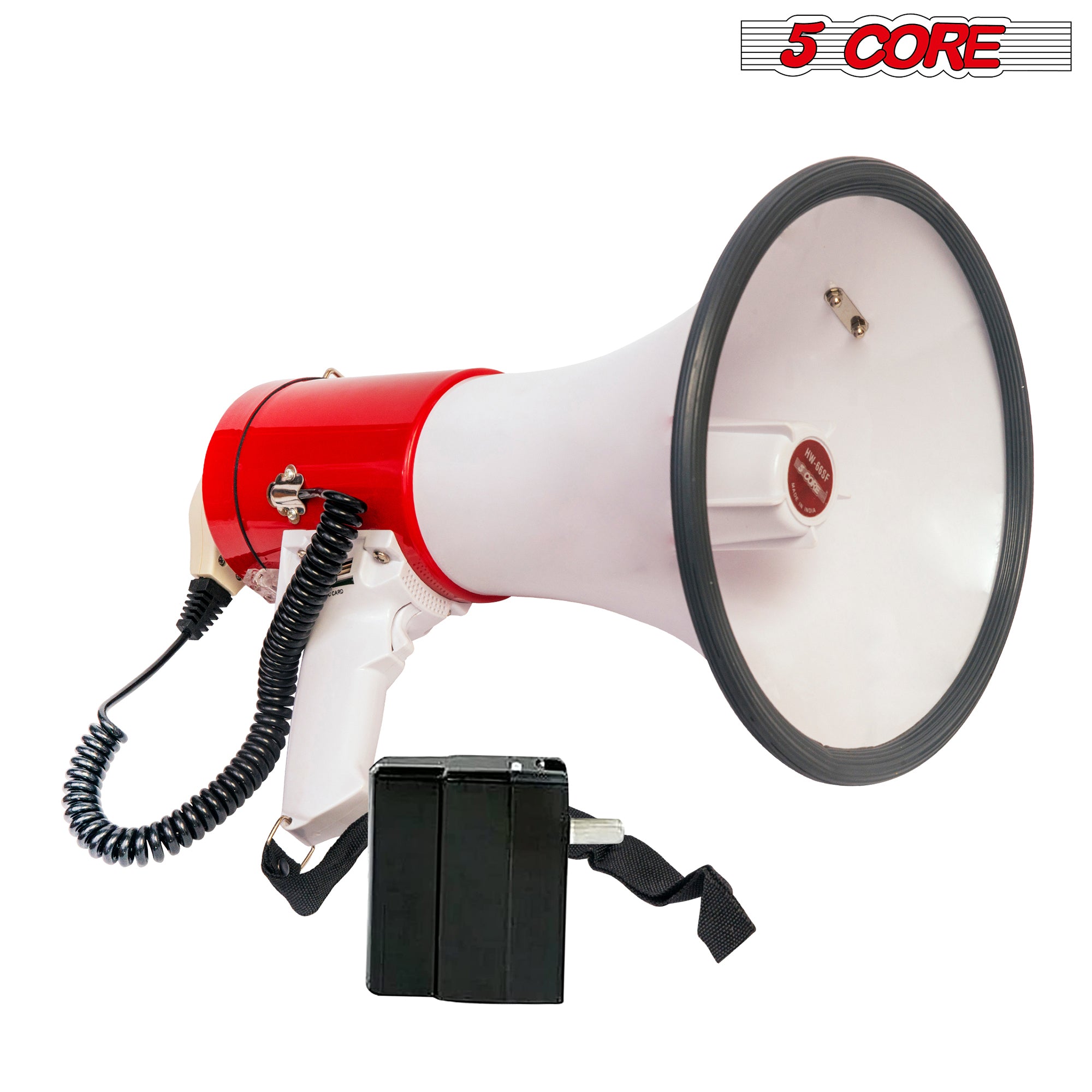 5 Core Megaphone Speaker | 25W Powerful Rechargable PA Horn| REC, Siren, Volume Control |AUX, USB, SD Card Input| Handheld Mic with Ergonomic Grip| fo - Intensery