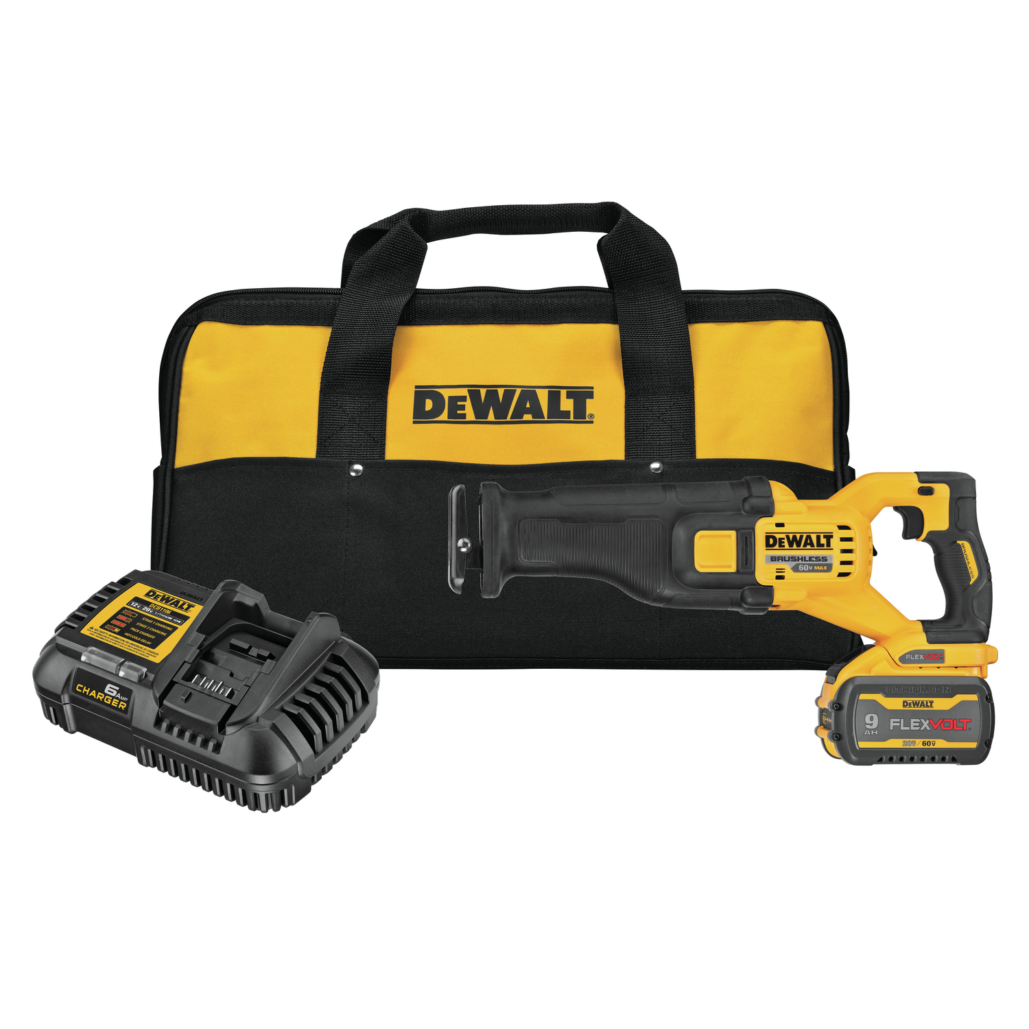 DeWalt 60V MAX FLEXVOLT 60 V Cordless Brushless Reciprocating Saw Kit (Battery \u0026 Charger) - Intensery