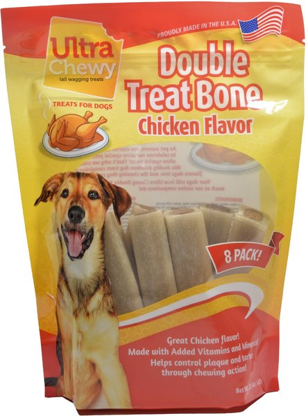 Ultra Chewy Double Treat Bones Chicken Flavor Dog Treat - Intensery