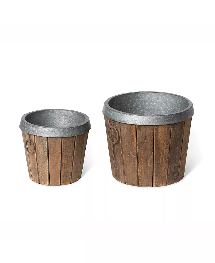 Park Hill Collection Galvanized Lined Wooden Planters - Intensery
