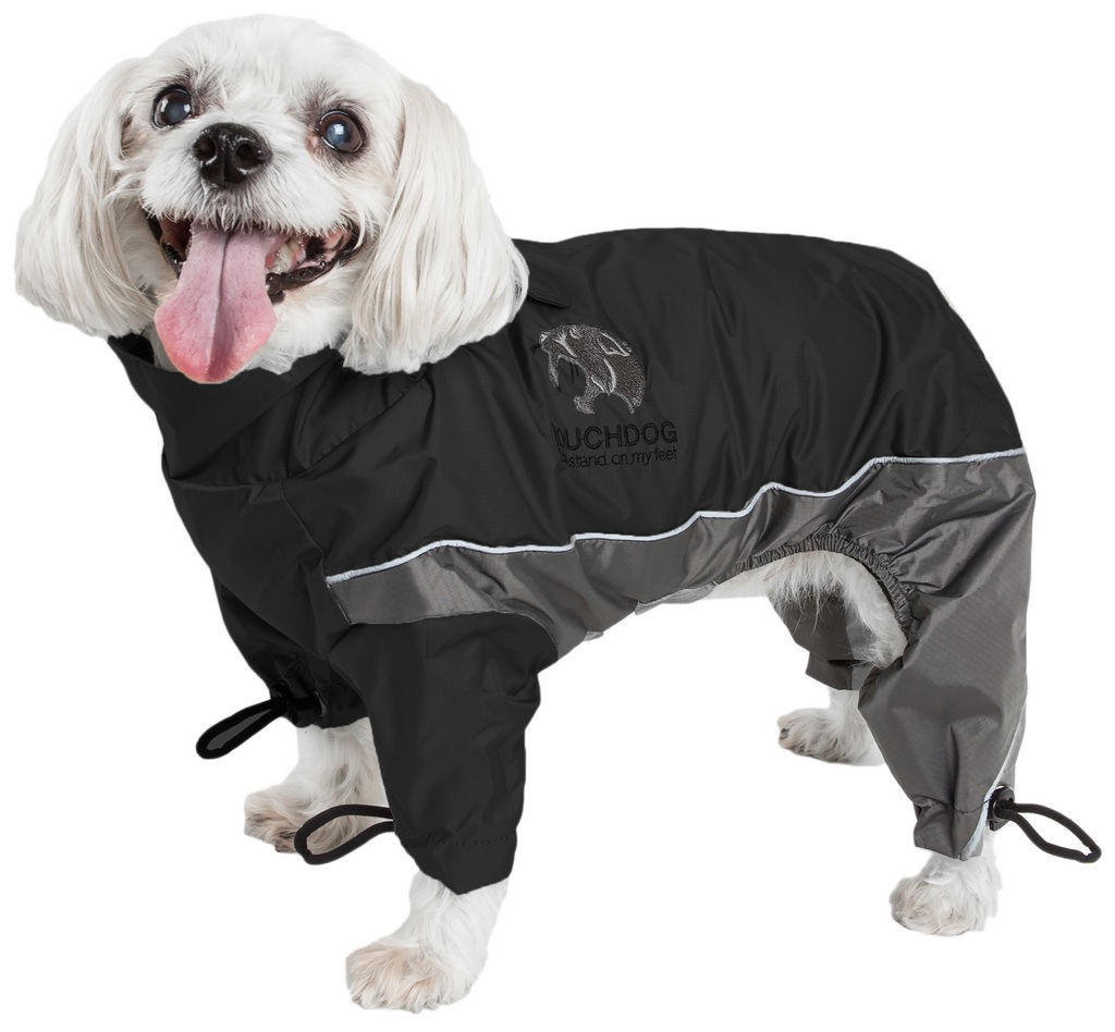Touchdog Quantum-Ice Full-Bodied Adjustable and 3M Reflective Dog Jacket w/ Blackshark Technology in Black， Grey (X-Small) - Pet Life JKTD3BKXS - Intensery