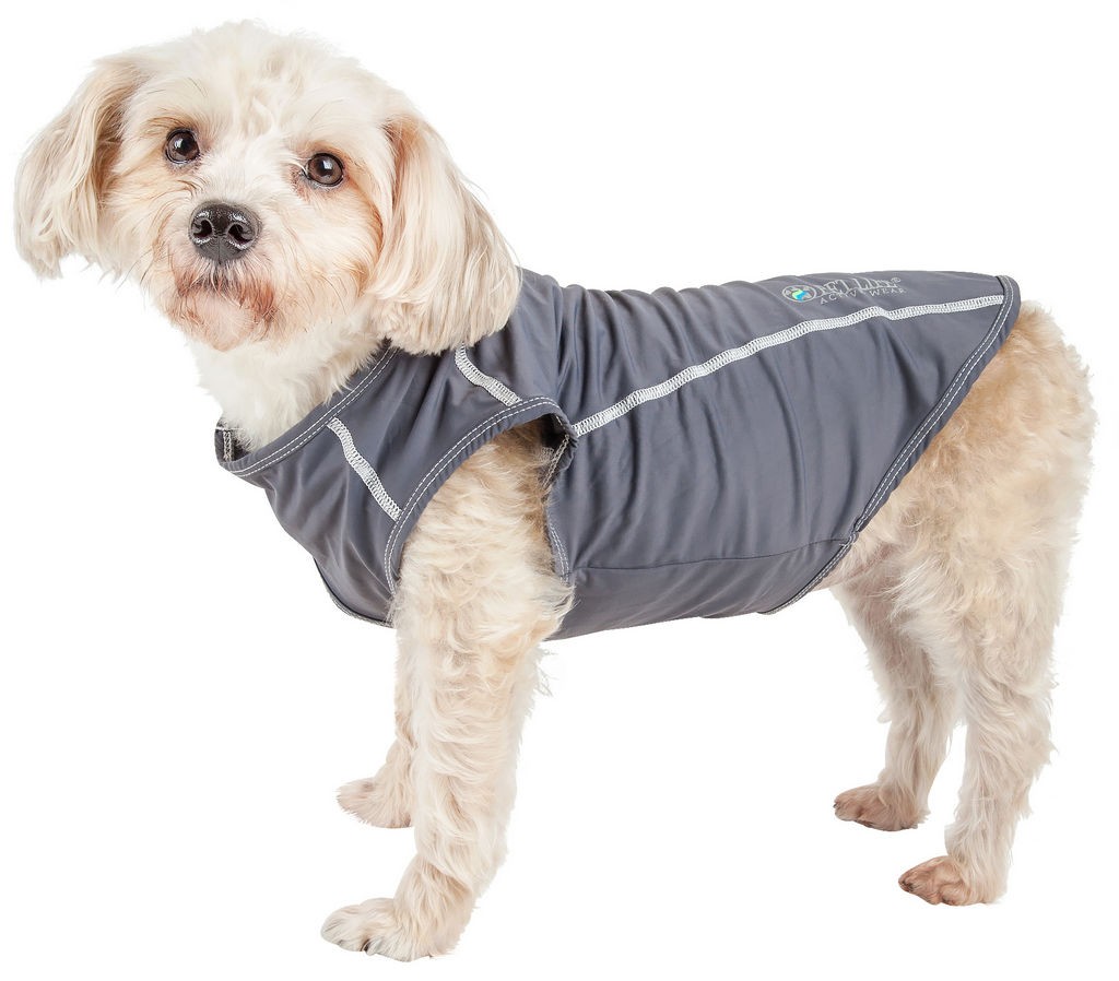 Pet Life Active 'Racerbark' 4-Way Stretch Performance Active Dog Tank Top T-Shirt in Grey (Small) - Pet Life TSHL2GYSM - Intensery