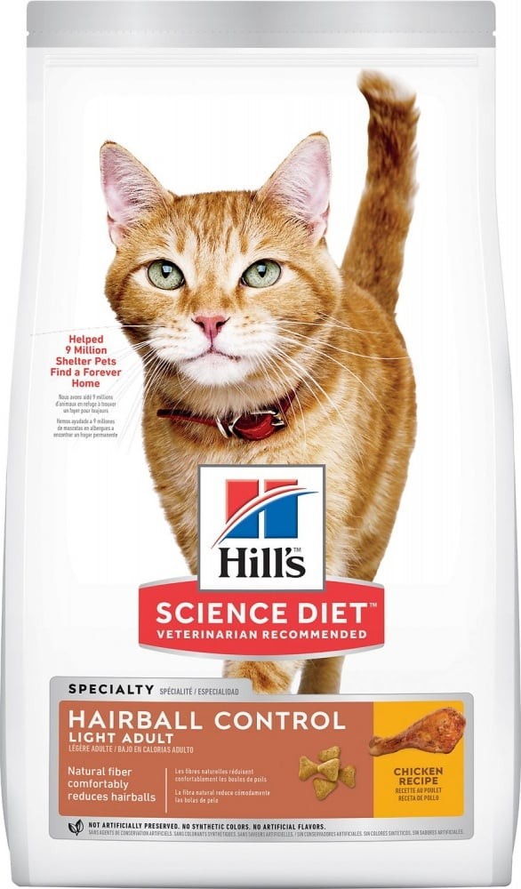 Hill's Science Diet Adult Hairball Control Light Chicken Recipe Dry Cat Food - 7 lb Bag - Intensery