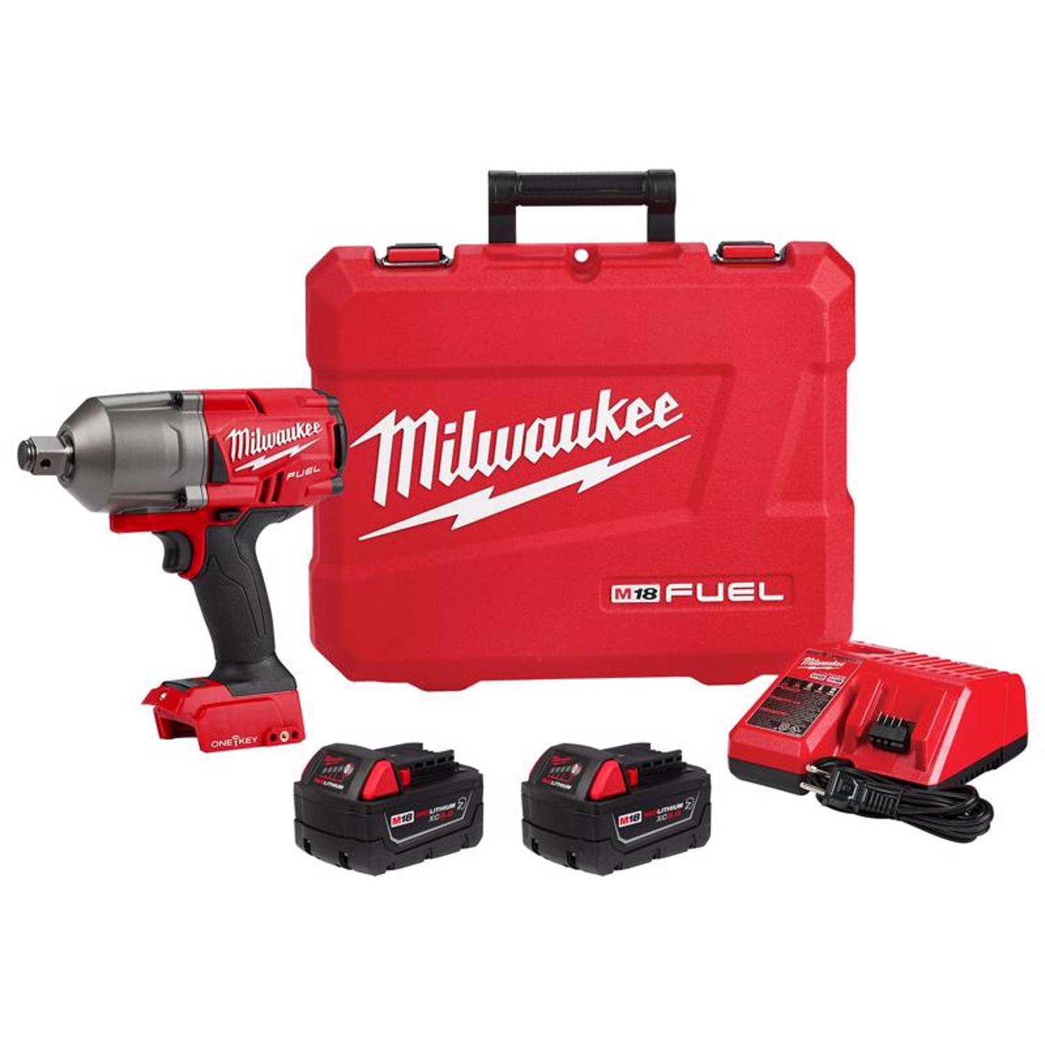 Milwaukee M18 Fuel 18 V 5 amps 3/4 in. Cordless Brushless High Torque Impact Wrench Kit (Battery \u0026 C - Intensery