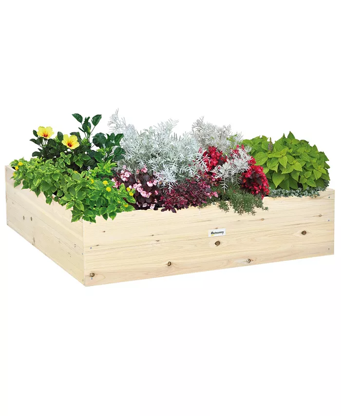 Outsunny Raised Garden Bed No Bottom Wooden Planter Box For Vegetables - Intensery