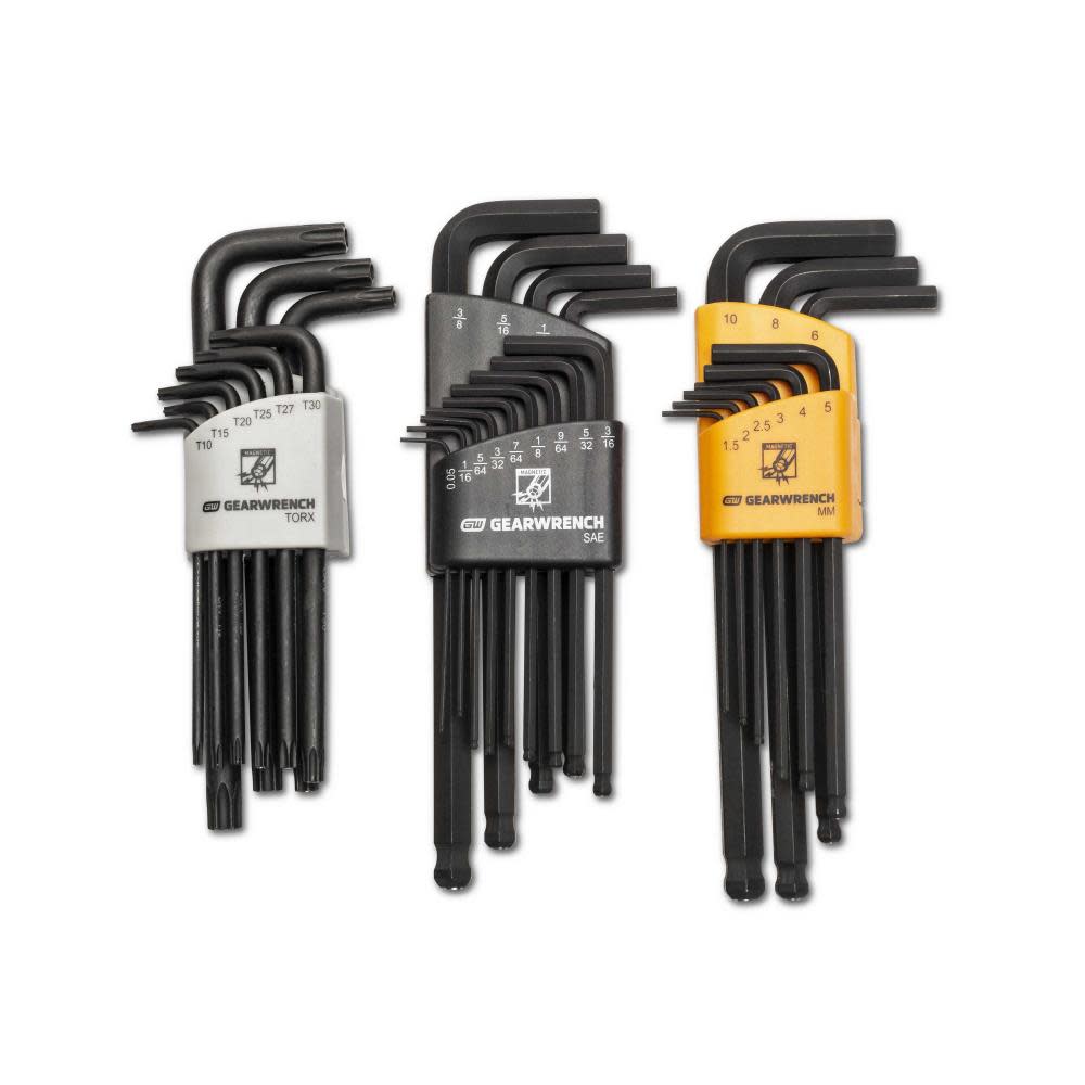 GEARWRENCH SAE/Metric/Torx Hex Key Set Magnetic Long Ball End 31pc 83527 from GEARWRENCH - Intensery