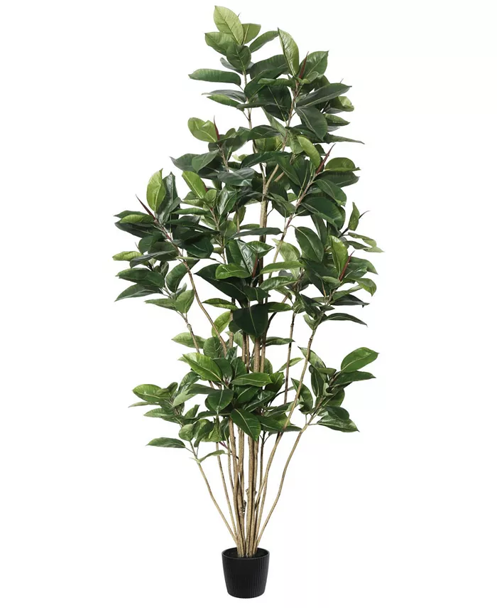 Vickerman 7' Potted Artificial Green Rubber Tree - Intensery
