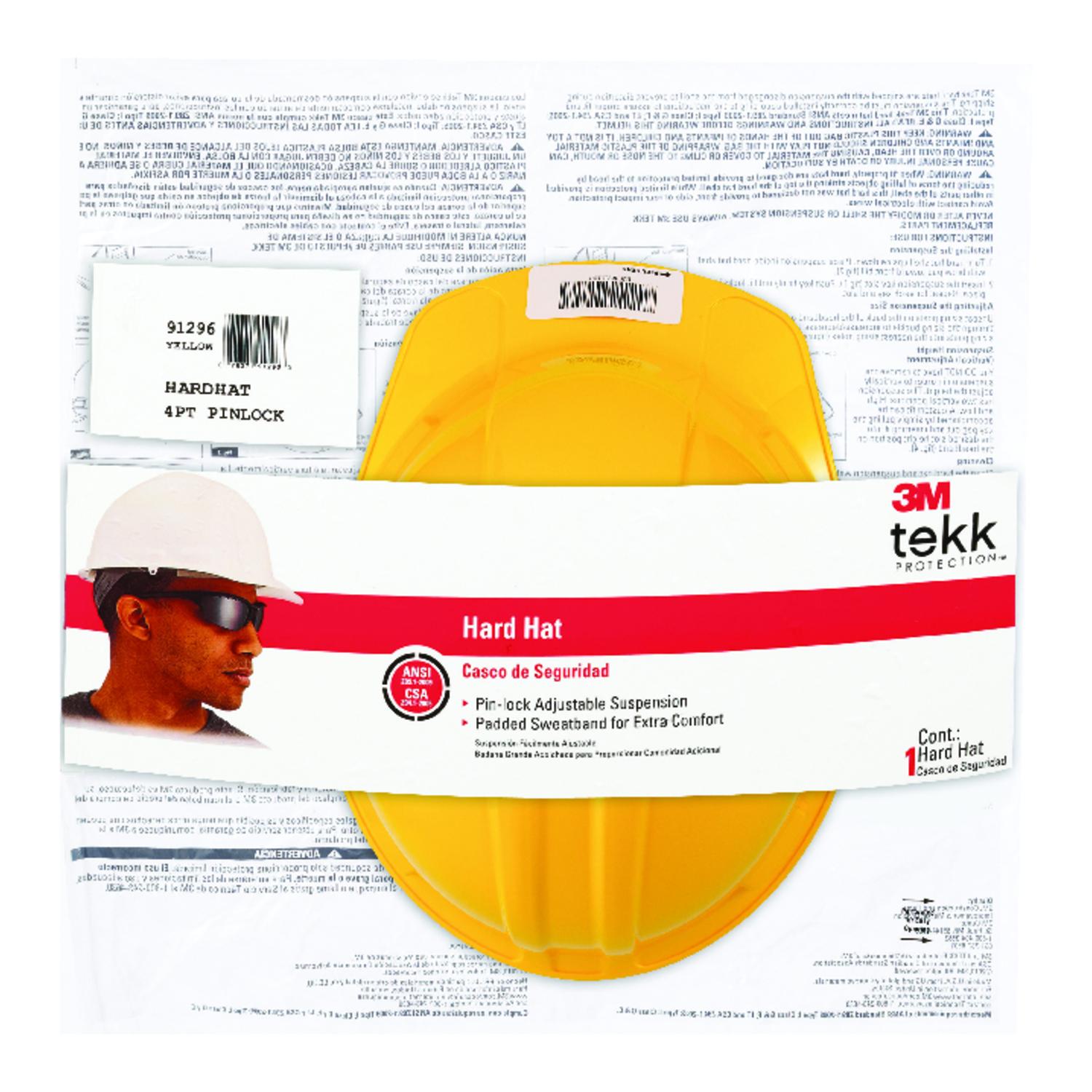 3M 4-Point Ratchet Safety Hard Hat Yellow - Intensery