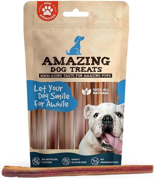 Amazing Dog Treats 12-inch Bully Stick Dog Treats， 12 count - Intensery