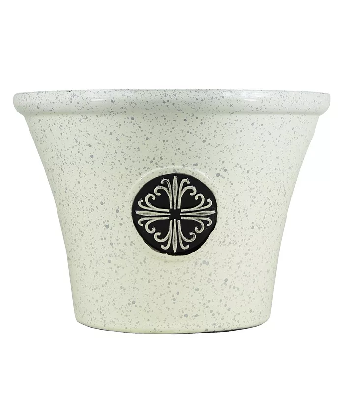 Garden Elements Logo Large Plastic Modern Planter Beige 14.75 Inches - Intensery