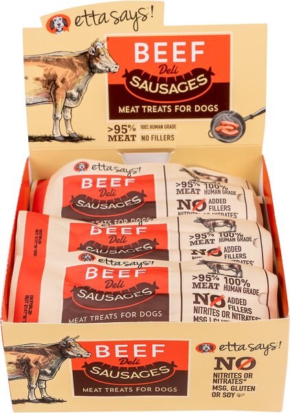 Etta Says! Beef Deli Sausages Dog Treats， 12 count - Intensery
