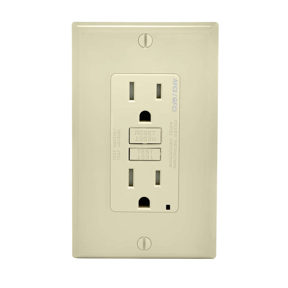 Leviton SmartlockPro AFCI/GFCI Outlet 15A 125V Duplex Light Almond - Intensery