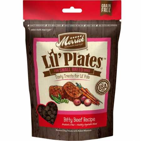 Merrick Lil' Plates  Small Breed Bitty Beef Dog Treats (6 oz) - Intensery