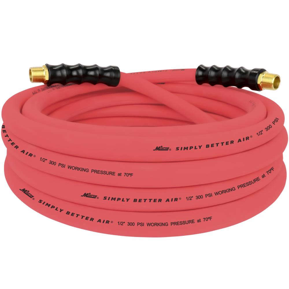 Milton ULR 1/2 ID x 25and#8242; (1/2 MNPT) Ultra Lightweight Rubber Air Hose for Extreme Environments - Intensery