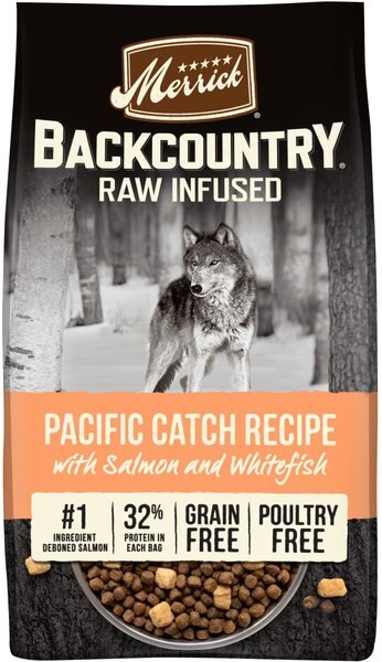 Merrick Backcountry Freeze-Dried Raw Grain-Free Chicken-Free Pacific Catch Recipe Salmon， Whitefish and Trout Dry Dog Food - Intensery