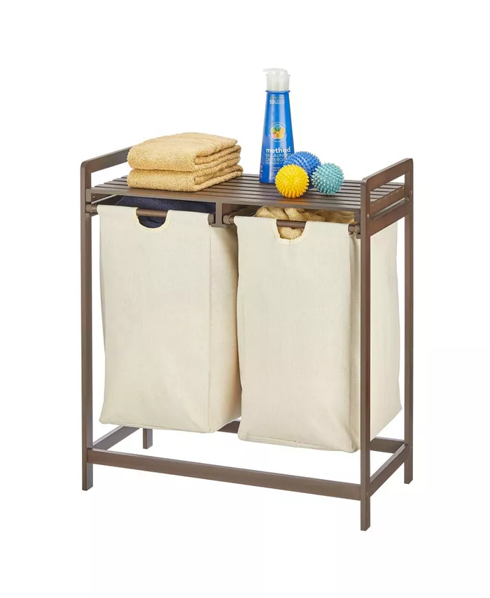mDesign Bamboo Double Laundry Hamper， Large Capacity - Intensery