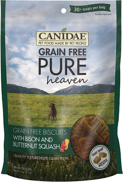 CANIDAE Grain-Free PURE Heaven Biscuits with Bison and Butternut Squash Crunchy Dog Treats - Intensery