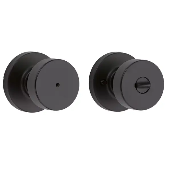 Kwikset Matte Black Pismo Privacy Knob with Round Rose - Intensery