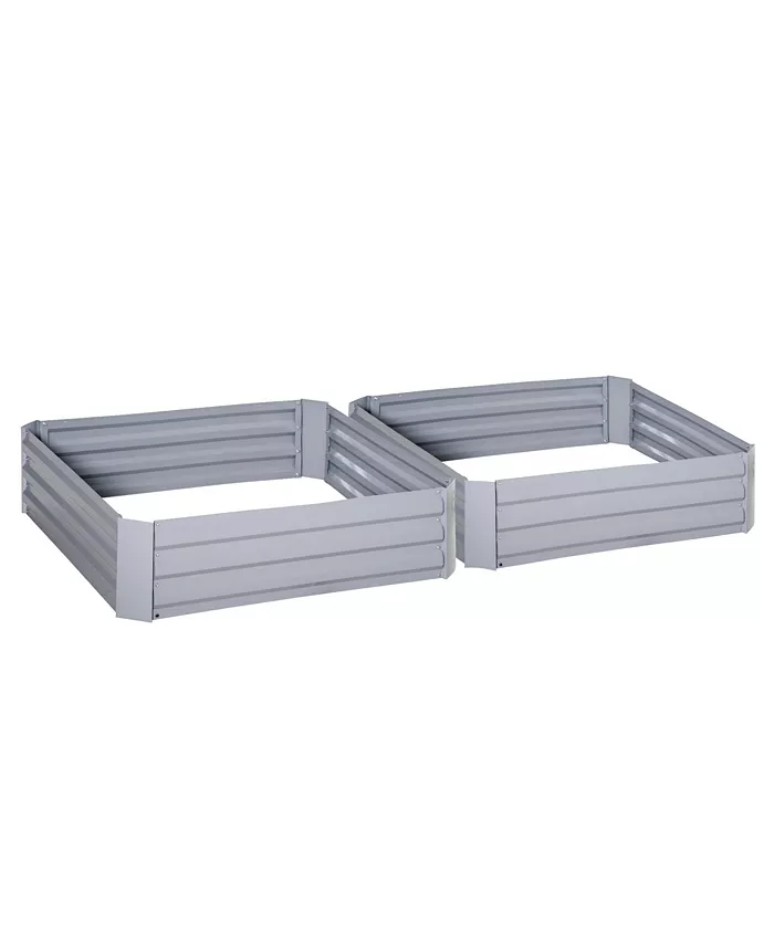 Outsunny Set of 2 Raised Garden Bed Galvanized Steel Planter Boxes Easy Setup - Intensery