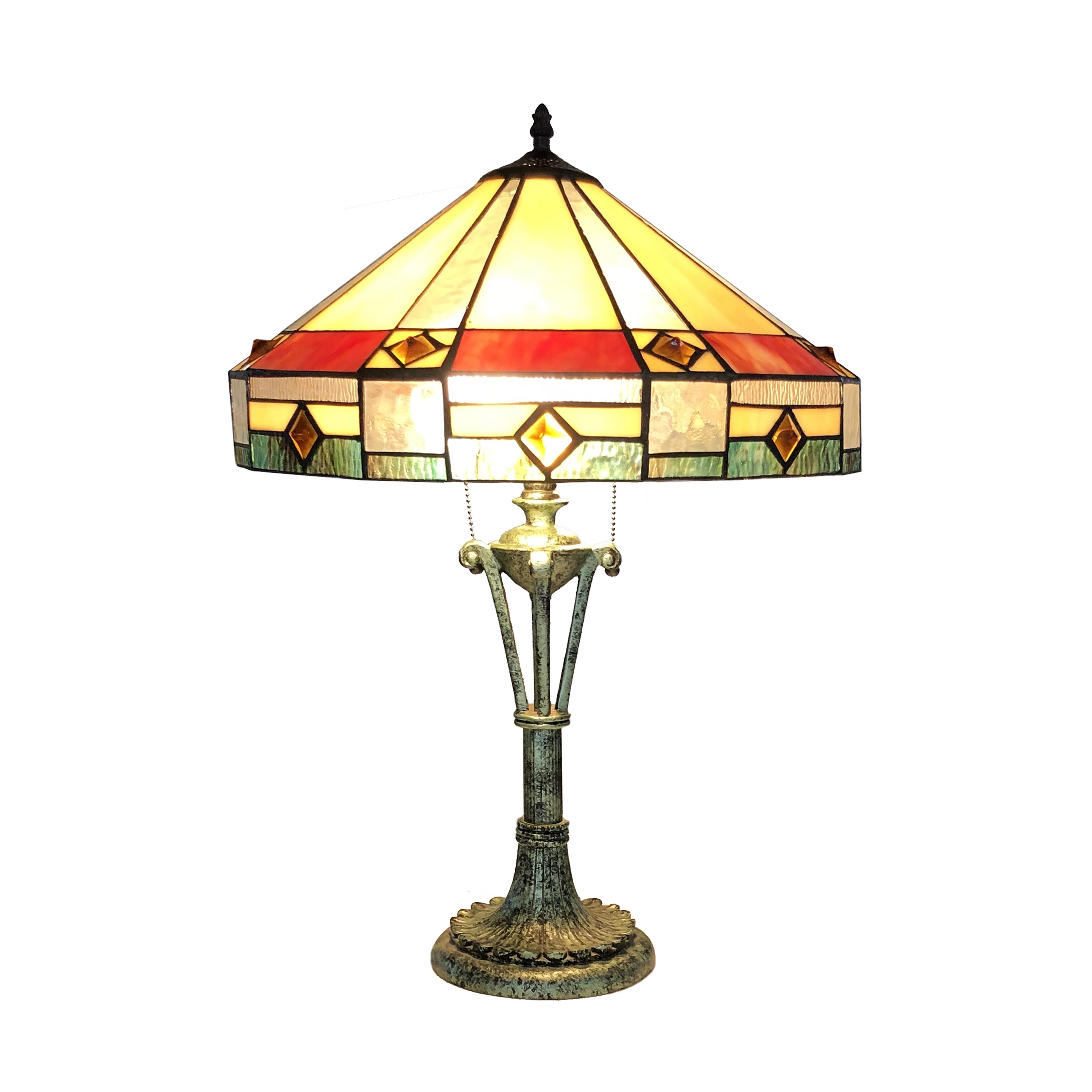 Tiffany Style Mission Design 2-light Textured Black/ Dark Green Table Lamp - Intensery