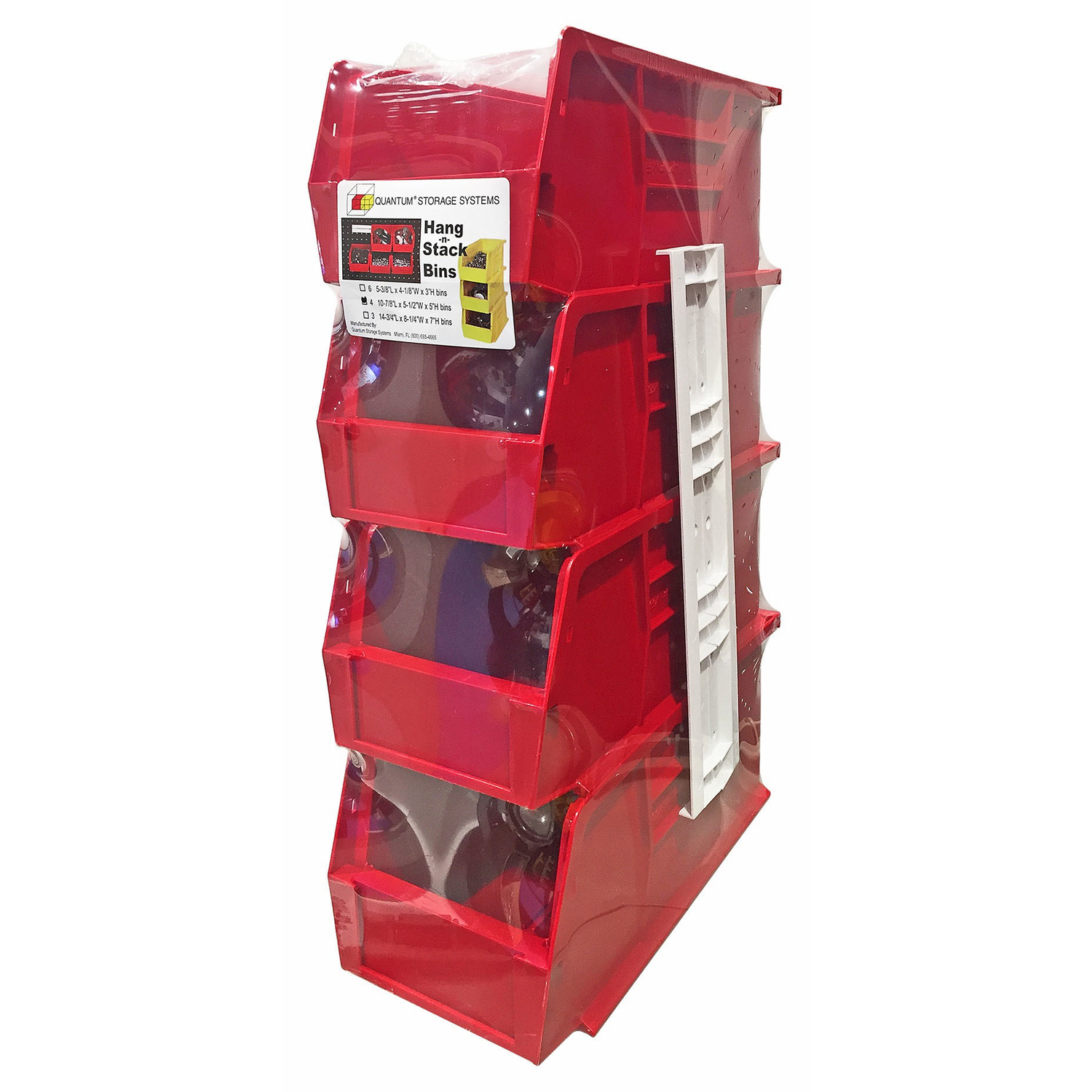 Quantum Storage 5-1/2 in. W X 11 in. H Stack and Hang Bin Polypropylene 4 pk Red - Intensery