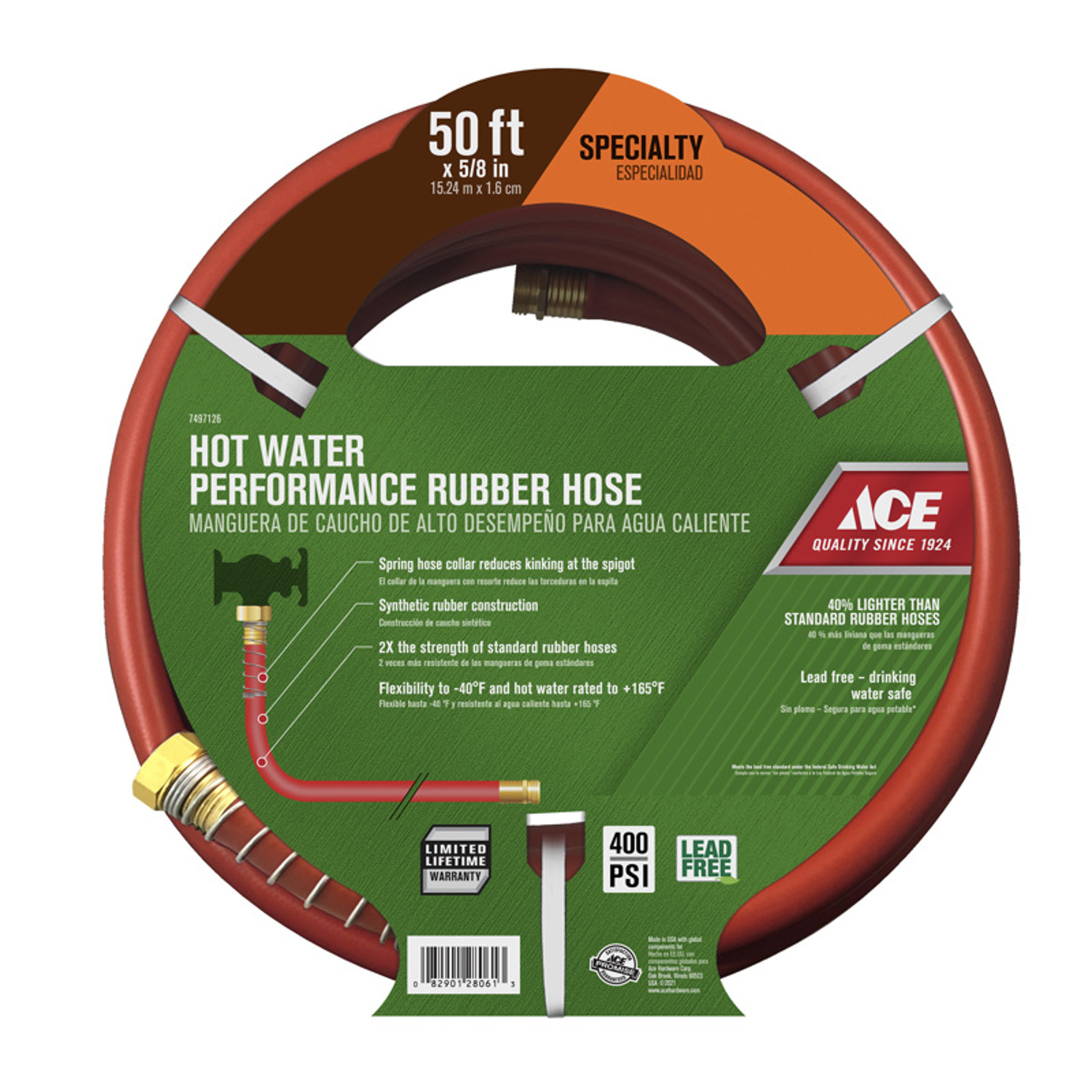 Ace 5/8 in. D X 50 ft. L Heavy Duty Premium Grade Hot Water Hose - Intensery