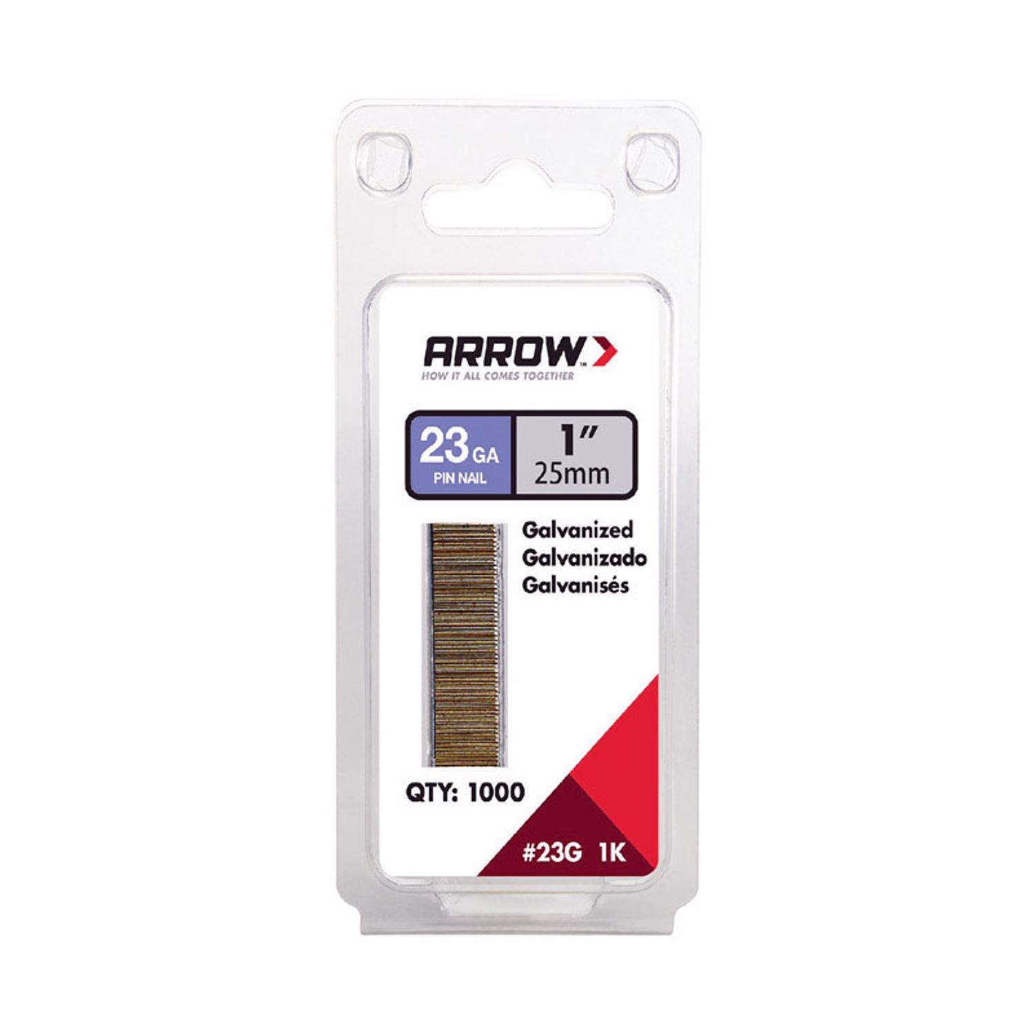 Arrow 1 in. 23 Ga. Straight Strip Galvanized Pin Nails 1，000 pk - Intensery