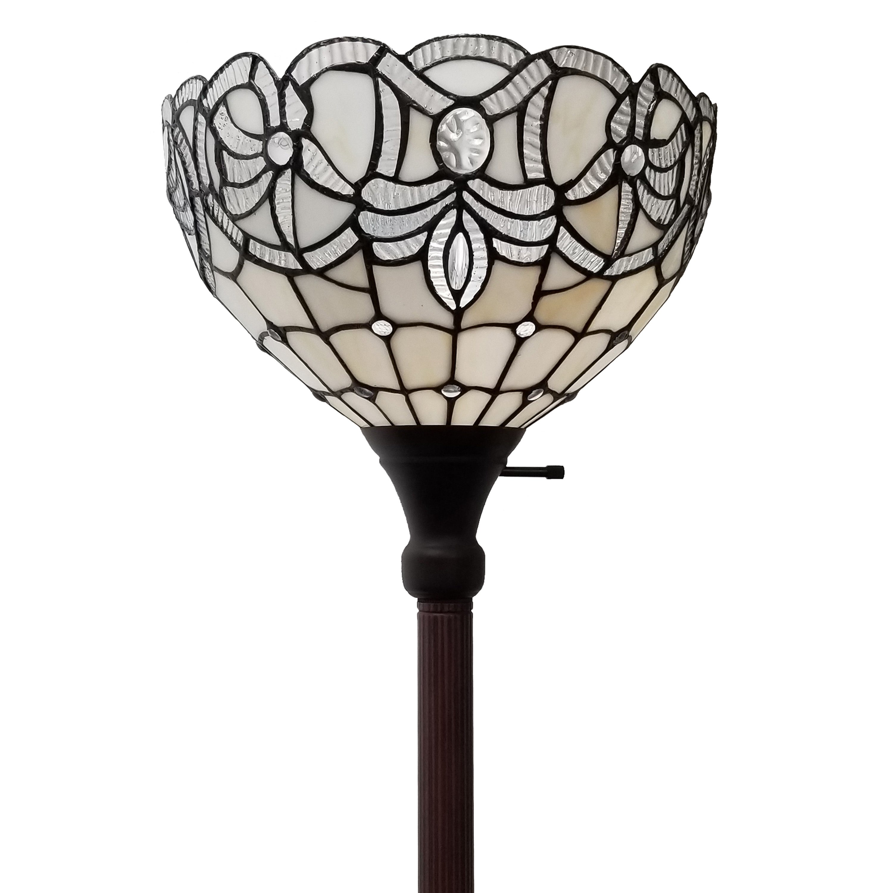 Tiffany Style White Torchiere Floor Lamp 72