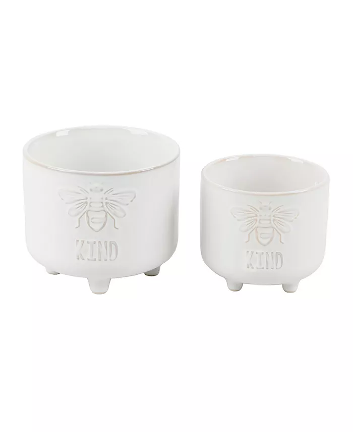 Flora Bunda Be Kind Footed Ceramic Planter， Set of 2 - Intensery